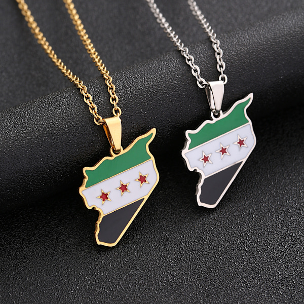 Halsband med karta och flagga från den fria syriska armén, guld, 1 st