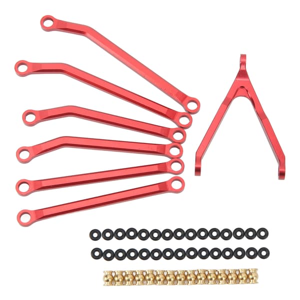 RC Tie Rod Kit Set Ball Head Support Tie Frame Rubber Loop RC Car Shell Accessories 1/24 for Axial Red