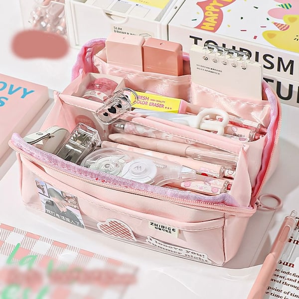Kynälaukku Kotelo VAALEANPUNAINEN Pink