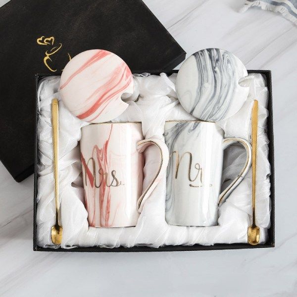 Kaffe mjölk te keramisk mugg, födelsedag julklapp mugg, rolig present 14oz marmor keramisk kaffemugg, present till pojkvän flickvän B