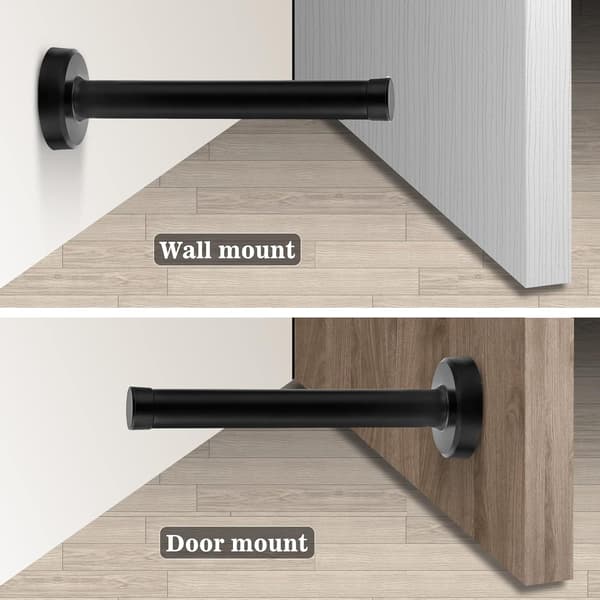 Dørstopper 150mm/6 tommer lang svart dørstopper veggmontert moderne dørstopper slitesterk dørstopper i rustfritt stål