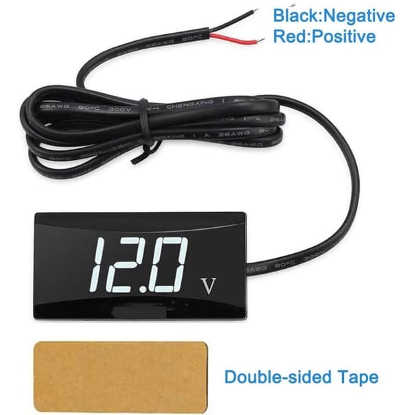 1 stk bil digital voltmeter vanntett DC 12V LED digital display voltmeter for bil motorsykkel spenning