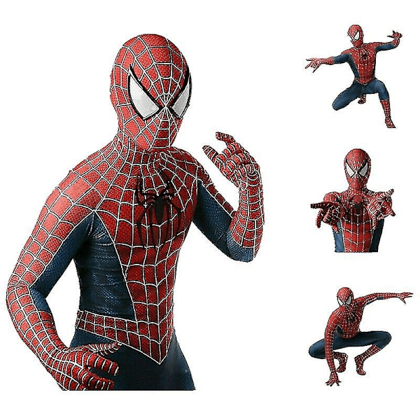 Raimi Spider-Man Jumpsuit Cosplay Kostym för Barn och Vuxna - Festpresent - WELLNGS Kids XL (140-150)