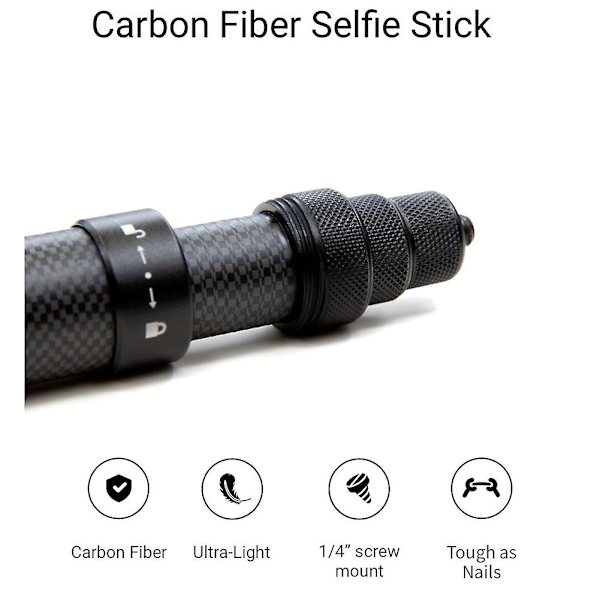 Ultra Lang Carbon Fiber Usynlig Selfie Stick Justerbar Forlængerstang til Insta360 ONE X2 / ONE R / ONE X selfie stick