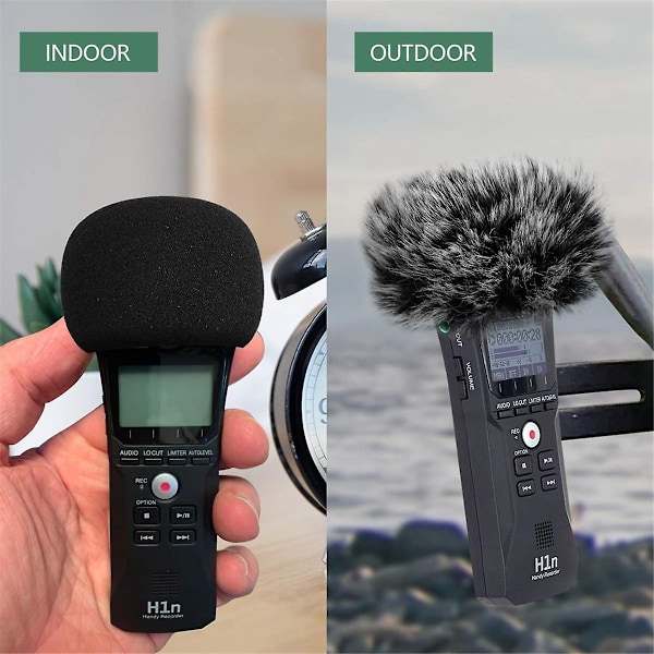Mikrofonvindskydd, Pälsvindskydd + Skummikrofonvindskydd för Zoom H1 H1n Mic BlackWhite