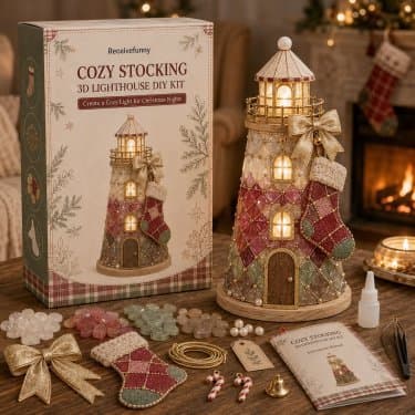 Begyndervenligt DIY-julefigurssæt med lys, julepynt til træ og bordplade Christmas tree