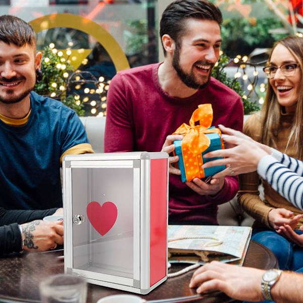 Donation Box Lås Akryl Förslagslåda Donationslådor Insamlingsbrev Brevlåda Undersökningslåda Röstlåda