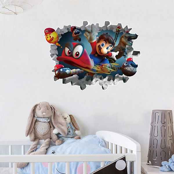 3D Super Mario Odyssey Väggdekal Mario Cappy Tapet