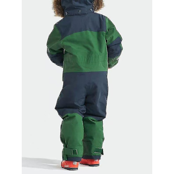 Enkel och dubbelbräda Vindtät Vattentät Förtjockad Glow-in-the-dark Barnskiddräkt i ett stycke Pojkar och flickor Bomullskläder Grön Green 160