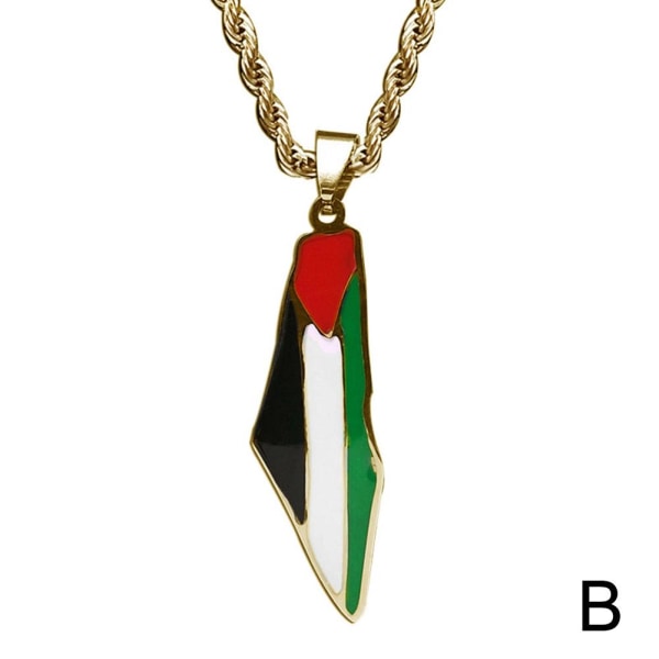 Nytt Palestina flaggkarta halsband i silverguldpläterad 60cm kedja Gold One size