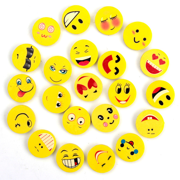 Suddgummin, 16-pack, Smiley Eraser, Penngummin, Suddgummin för K