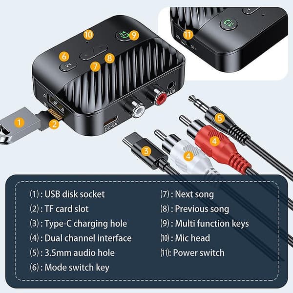 Bluetooth-mottaker Audio Bil Trådløs Bluetooth Audio Adapter
