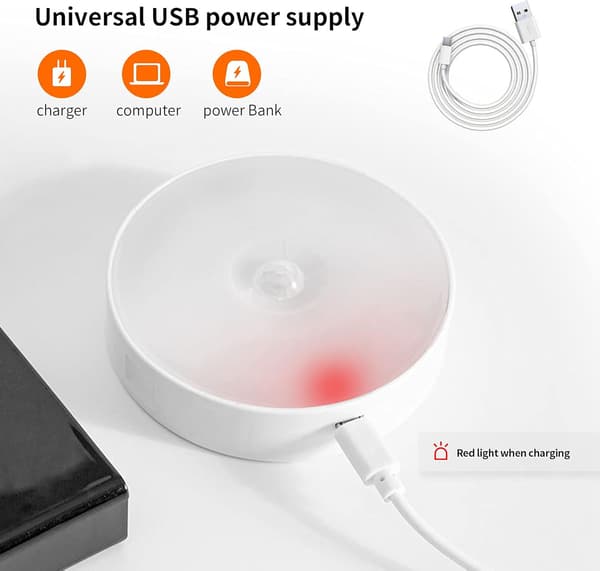 Rörlig LED-nattlampa med rörelsesensor, USB-laddningsbar (varmvit)