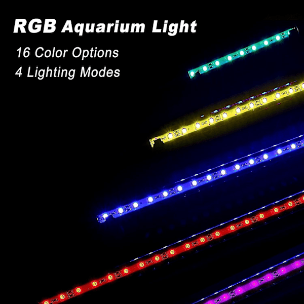 Led Akvarium 48cm, Akvarielys, Akvarium Neddykkeligt Rørlys, Led Lampe Ip68 Vandafvisende Rgb Led Akvarielys, Dc12v, 5.8w
