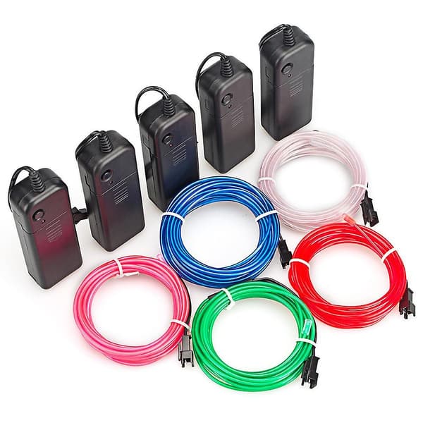 Neon LED Lys Elektrisk Ledning String Strip Rør Bil Interiør Batteridrevet