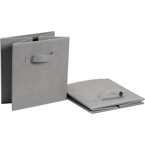 Amazon Basics Sammenklappelige stofopbevaringskasser med håndtag, robuste, grå, 33 x 33 x 33 cm, pakke med 3