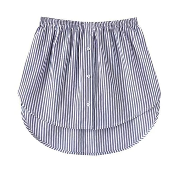 Skjorta Förlängare Justerbar Lager Falska Toppar Sweeper Hem med Elastisk Midja Blå Vit Blue White 3XL