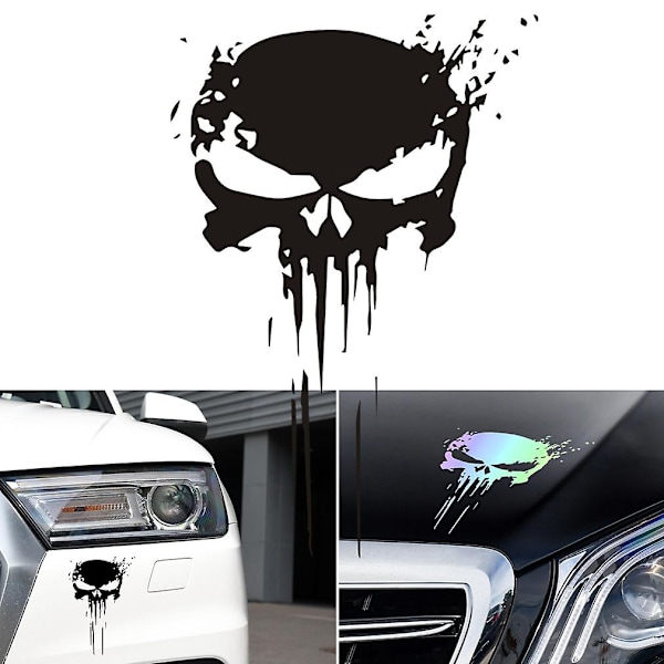 Molten Skull Skull Stickers Pakke med 2 enheder til bil eller motorcykel (sort)