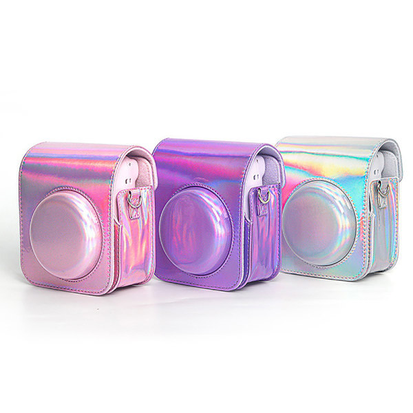 Väska för Instax Mini 12 Kamera, PU-läderfodral, Lila, One Size
