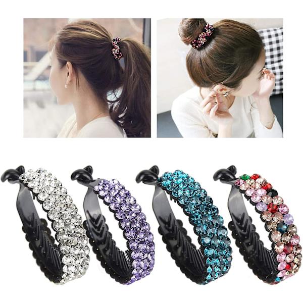 4 stk Oversized Rhinestone pyntet skinnende plast hårklemmer