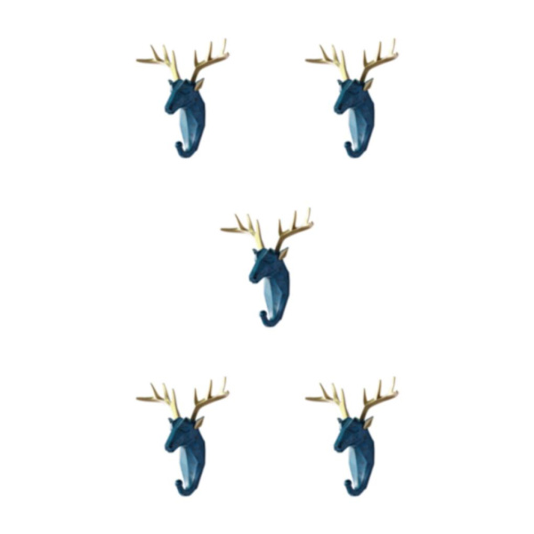 1/2/3/5 Robust og holdbar dyrehoved nøglekrog til enkel Retro blå (hjort) Retro blue (deer) 5 Sets