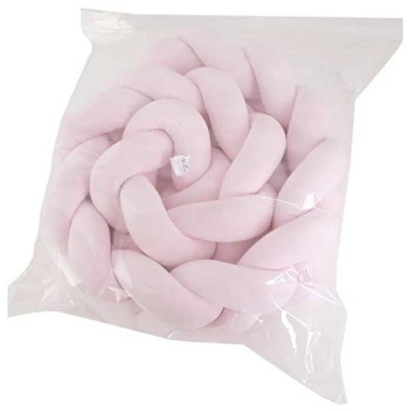 Sengkantbeskytter i flettet bomull - Hodebeskytter - Sengkantbeskytter (200 cm, rosa)