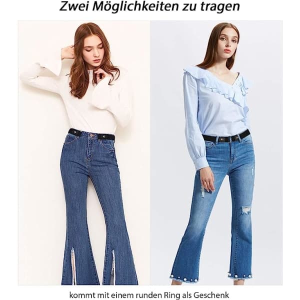 Elastiskt bälte för kvinnor, bälte utan spänne, osynligt bälte för jeans