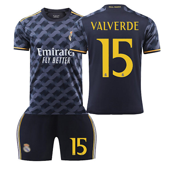 23/24 Kausi Real Madrid Vieraspaita Lapset Jalkapallopaita 15 VALVERDE 15 VALVERDE Children's size 16