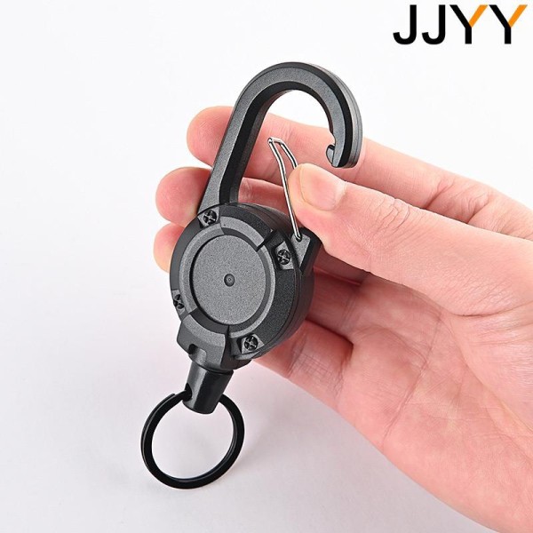 Ulkoilutuotteet Retractable Keychain Portable Brand Lanyard Holder Backpack Key Ring Belt Buckle Hanger Musta Musta Black A