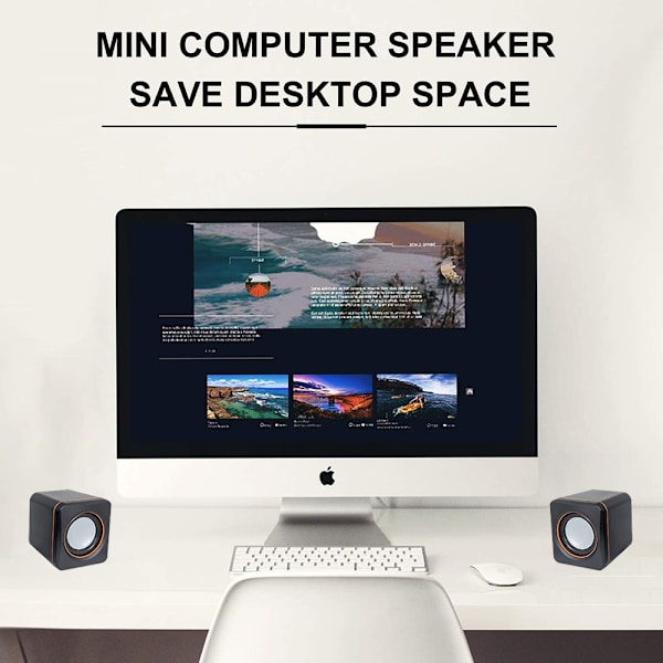 USB-stereohögtalarsystem med 3,5 mm ljudkontakter för anslutning till bärbar dator, notebook eller stationär dator, volymkontroll