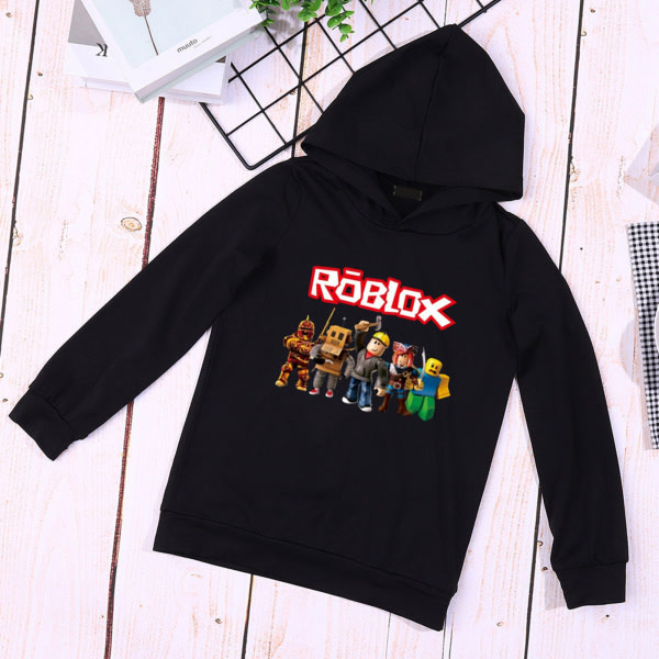 Roblox Hoodie för barn Ytterkläder Pullover Sweatshirt svart black 130 cm