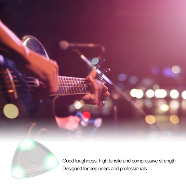 Glødende guitarplektrum med LED-lys med høj følsomhed Guitarplektrum udskiftning med grønt batteri Green