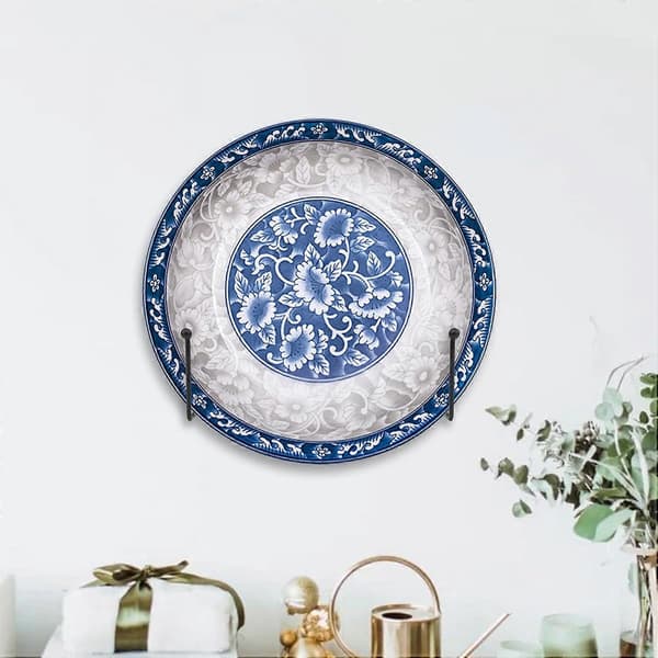 20 cm metallplattställ, väggmonterad hållare för dekorativa tallrikar, svart 2-pack