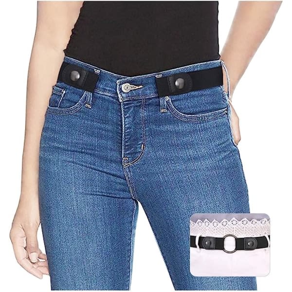 Elastiskt bälte dam, bälte utan spänne osynligt bälte för jeans