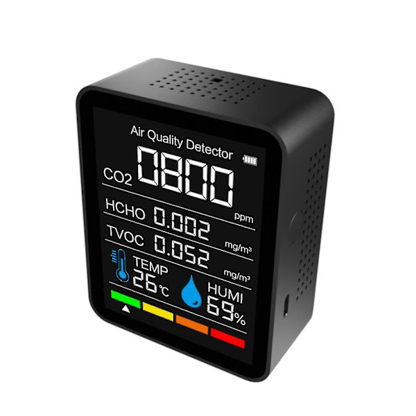 Karbondioksidmonitor i sanntid Overvåking Temperaturtesting Fuktighetsmåler Nøyaktig Tvoc Hcho Analysator Smart Co2 Bluetooth-kompatibel Digital Met