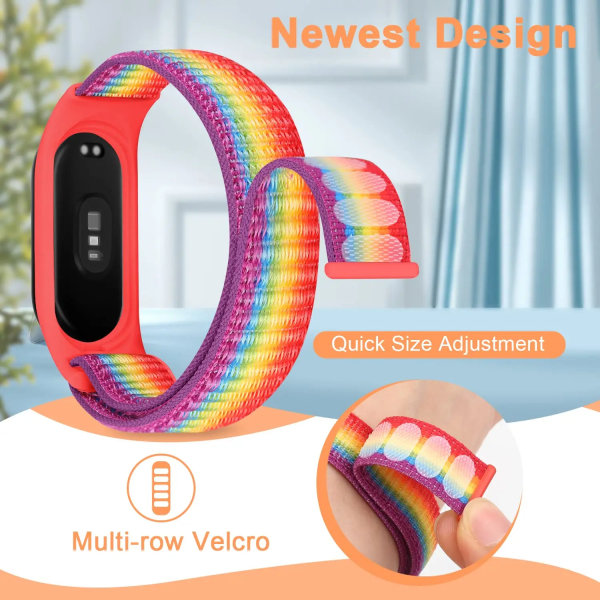 Nylon Mi band 4 5 6 Rem til udskiftning Blød justerbar Rem Pulsera correa Til Xiaomi Mi band 3 4 5 6 7 Armbånd Rød regnbue 2 Red rainbow 2 Mi Band 3 4 5 6 7