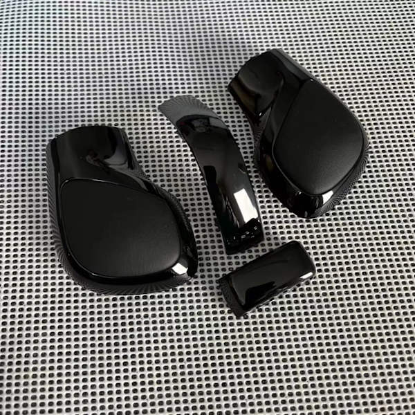 Sort Krom Med Alcantara Læder Gearskifte Knapknap DSG Emblem Til VW Golf 6 7 R Passat B7 B8 CC R20 Jetta MK6 GLI - Sort Læder Black Leather