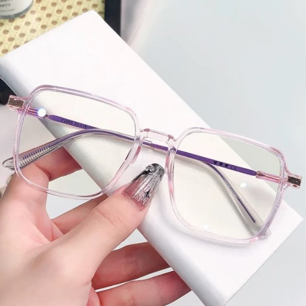 Store firkantede rammer Anti Blue Light briller Kvinner Menn Transparent Lilla one size Lilla Purple one size