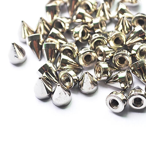 100 st 9,5 mm Punk Silver Cone Spikes Screwback Nitar DIY Craft Cool Nitar Szkydv