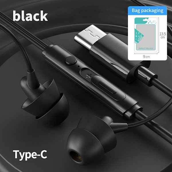 In-ear sovehodetelefoner i silikon for sovestilling på siden Black-TYPE-C