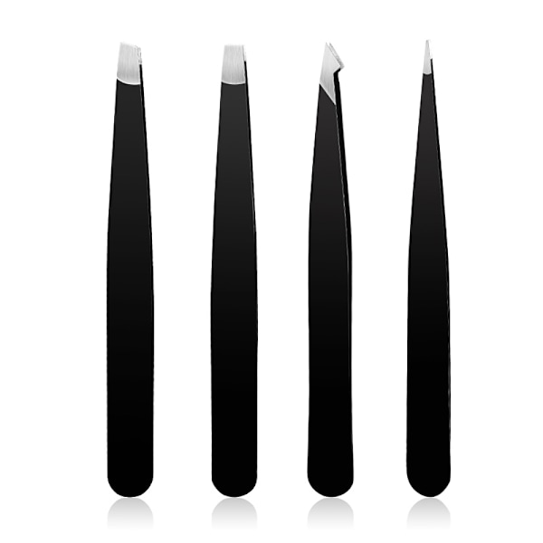 Pincettset - Professionella Eyebrow-Pincetter i Rostfritt Stål - Hög Precision för Ansiktshår, Rakning och Inåtväxta Hårborttagning (Svart)