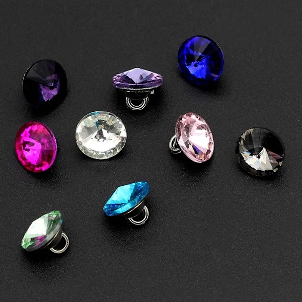 10 stk./parti 10mm Sort Knap Rød Diamant Lille Metal Knap Kvindernes Mode Exquisite Skjorte Nederdel Dekorative Knapper C355