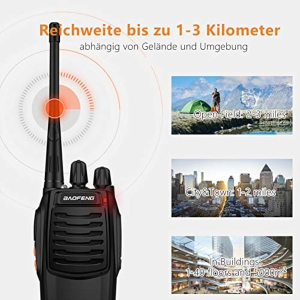 2X Walkie Talkies, Sayapeiy BF-888S Sæt 1500mAh 16 Kanaler 1-3km Rækkevidde Genopladelig Radiomodtagelse, Med Bærbar Dobbelt Hovedtelefon