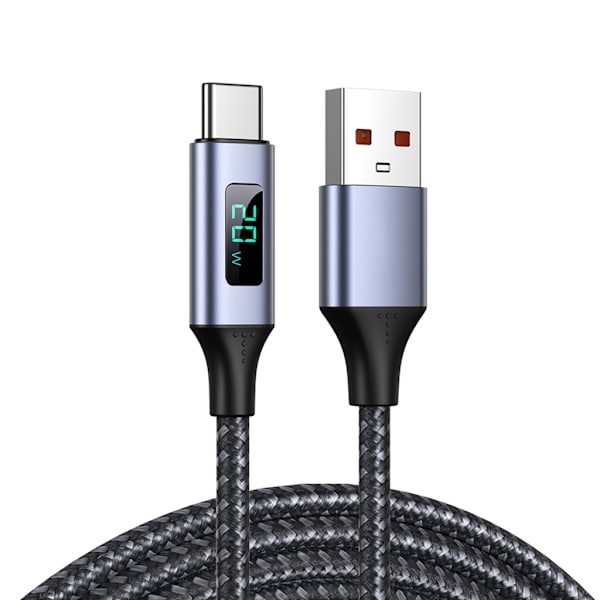 PD 20W USB til USB C-kabel, 3.0A hurtigopladningskabel USB C med LED-display, nylon Type C-kabel til bærbare telefoner
