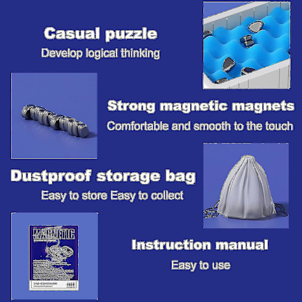 Magnetiskt Schackspel, 2024 Magnetiskt Brädspel, Roligt Brädspel med 20 Magneter, Strategispel för Barn & Vuxna Sponge Style
