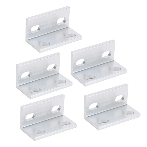 5 stk 3D-skriver L-brakett i sølv aluminium, 2-hulls tilbehør for lineær kontroll