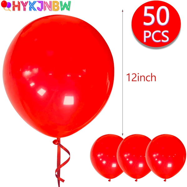 12 tuuman Punaiset Juhlaballongit 50 kpl Vahvat Paksummat Punaiset Helium-Ballongit Ystävänpäivälle, Syntymäpäiville, Häille, Tapahtumien Koristeluun