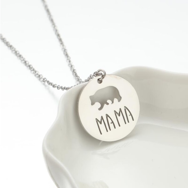 Animal Bear Mother Halsband Den perfekta presenten till mors dag Silver