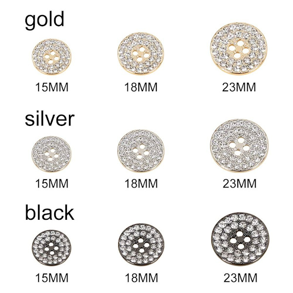 Metal Rhinestone Knapper Skjorte Knapper Sort 18MM10PCS 10PCS sort black 18MM10pcs-10pcs