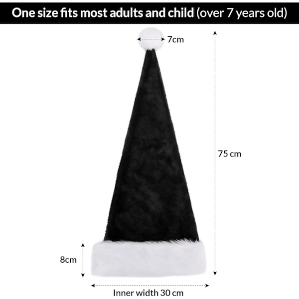 Julhatt Tomtehatt För Vuxna, Plus Lång Julhatt Lyxig Tomtehatt, Julpartyhatt För Män Och Kvinnor, Jultillbehör Svart black adult